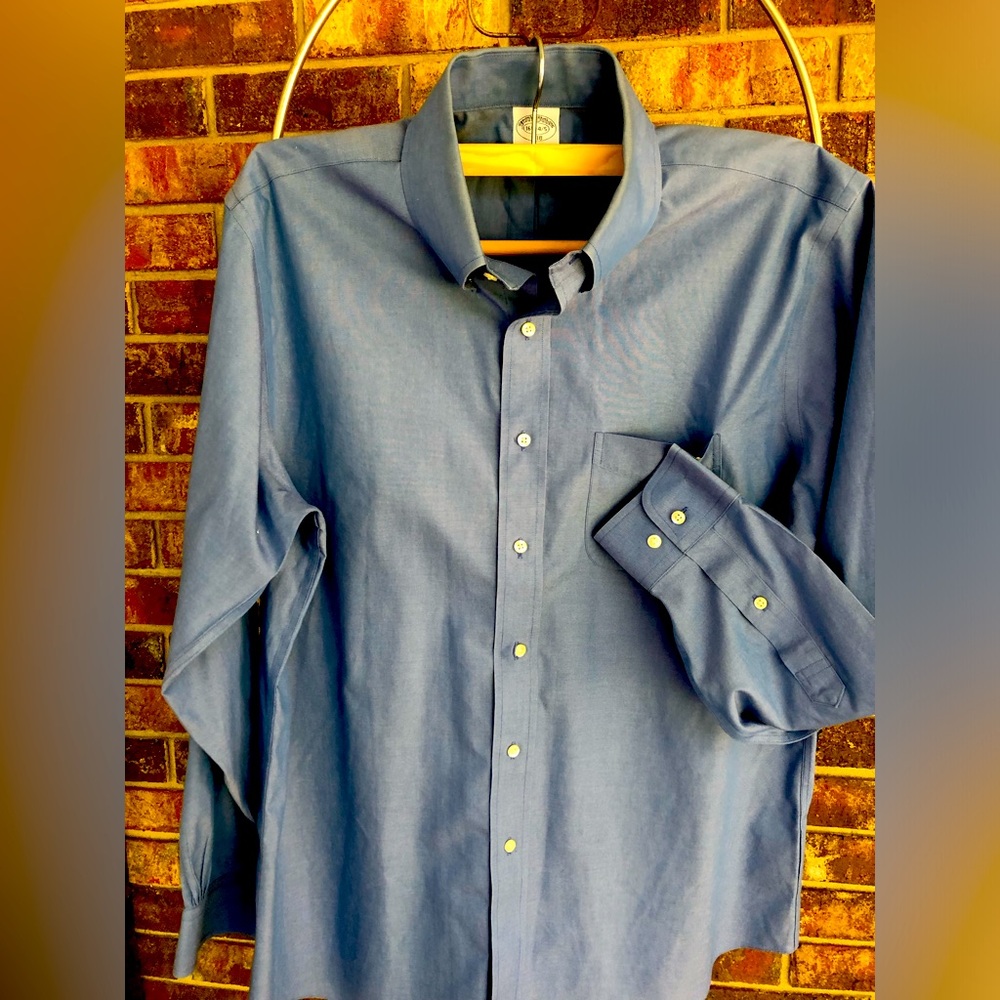 BROOKS BROTHERS Regent, 16 1/2 -3/4, pre loved, quality, blue gray, classic